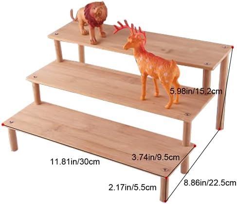 Fengtaike 3 чекори дисплеј Riser/3 Tier Stand Display Sholf, полица за стоење на кревање, држач за приказ на таблети, полици за колекција