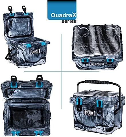 Cubix Outdoors Quadrax 10 Quartolded преносен тврд ладилник за кампување, риболов, плажа | Тешки изолирани мраз градите | Задржување