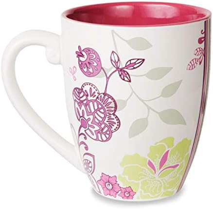 Павилјон Подарок Компанија Марк Моите Зборови Мими Цветни Пеперутка Баба Кафе Чај Кригла, Големи, Розова, 20 унци