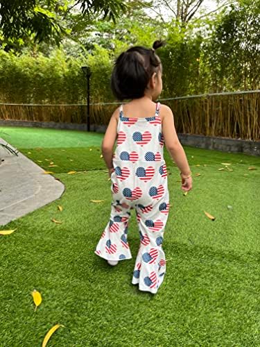 Бутиком 4-ти јули облеки за деца Бебе девојки bellвонче, ромпер САД, знаме за зачувување на ленти со еден парчиња
