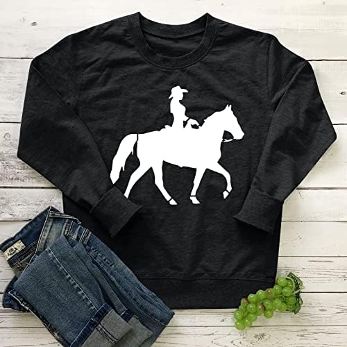 Јас сакам коњи за џемпери на коњи, обични тркалезни врат со долги ракави, џемпер за џемпери девојки тинејџери новите врвови маички кошули