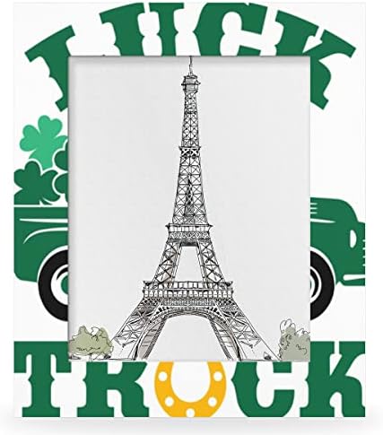 Cfpolar Luck Truck со Шамрокс Сент Патрик Ден 11х14 Слика Рамка со дрво Фото Фото дисплеј без мат фото рамки за табела за табела или декор