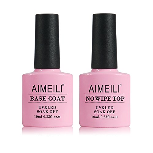 Aimeili Hema Free Gel Nail Polish No Wipe Top и Base Coat Set и цврст градежен гел за нокти