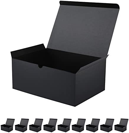 Jinинминг 10 кутии за подароци 9,5x6,5x4 инчи кутии за подароци со капаци, мат црни кутии за подароци за свадба, забава, роденден, кутии за предлози