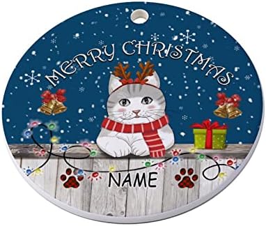 Божиќни украси Среќна Божиќна обичај мачка име Керамички украс домашна канцеларија Божиќ, виси занаетчиски занаети за украсување на новогодишни