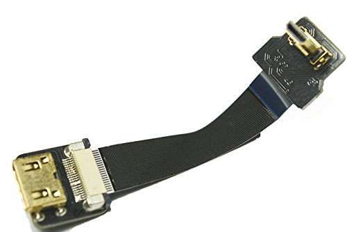 Постојан црн FPV рамен краток HDMI кабел микро HDMI машки 90 степени агол до мини HDMI женски интерфејс за Panasonic Lumix GH4 BlackMagic BMPCC