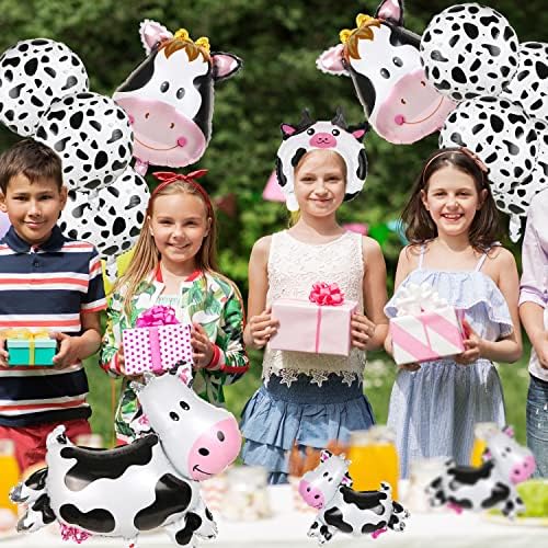 Dremisi 5pcs крави балони симпатична крава форма mylar фолија балони можат да лебдат огромни животински балони смешна крава забава декорација