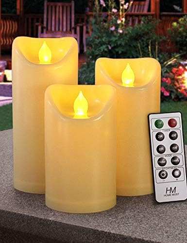 Дома Најмногу сетови од 3 свеќи за столб на отворено со тајмер водоотпорен - Батерија управувани со LED столб со столбови со далечински