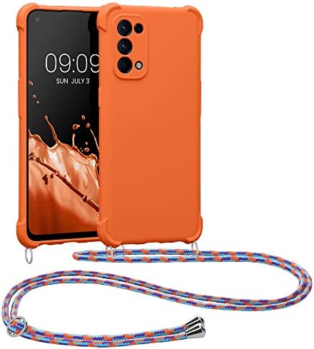 Cwmobile Crossbody Case компатибилен со Oppo Find X3 Lite Case - TPU силиконски капак со каиш - летен портокал