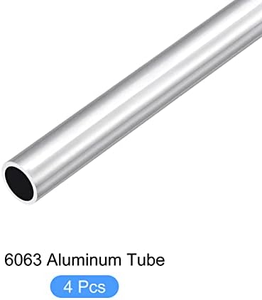 Метаксичност 6063 алуминиумска цевка 4 парчиња, алуминиумски тркалезни цевки - за мебел за домови, машини, занаетчиски занаетчии DIY