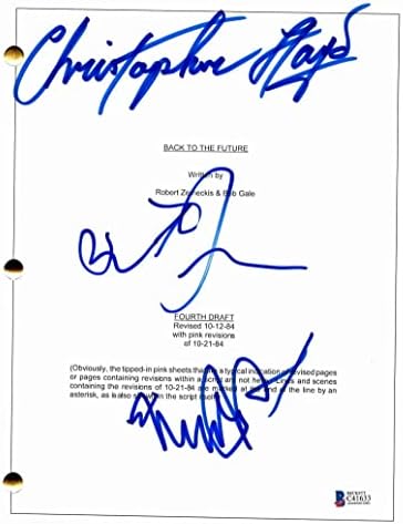 Мајкл Ј Фокс, Кристофер Лојд, Роберт Земекис, потпишан автограм назад кон идната скрипта за целосна филмска скрипта w/Бекет бас автентикација - многу ретка
