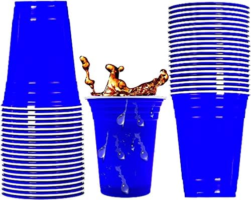 ВОРКОФИ Сини Пластични Чаши За Еднократна Употреба - Сини Чаши 50 Грофот Партиски Чаши Се Силни И Цврсти Чаши За Еднократна Употреба