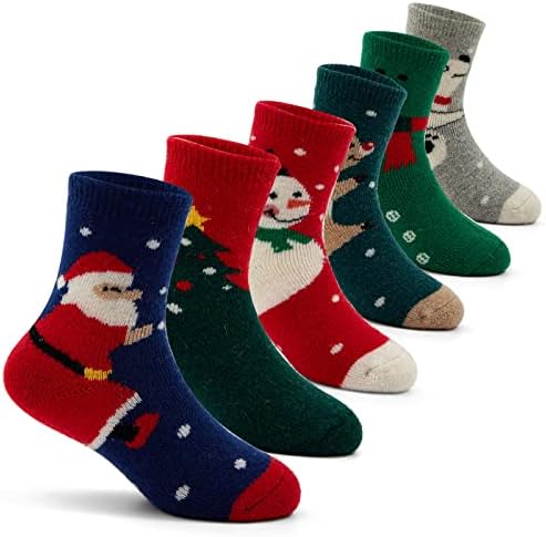 Лолиси момчиња зимска волна чорапи деца цртани топло чорапи дебели термички чорапи за момчиња 6 пакувања