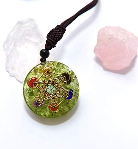 Pseehee Heart Chakra orgone приврзок ѓердан, 4 -та чакра зелена реики лековити кристали камења накит мажи жени зелени перидот