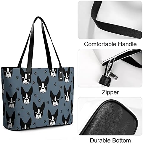 Бостон териер кучиња женски чанти кожен чанта кожна чанта рамо торба мода торба торба за шопинг за канцелариски патувања