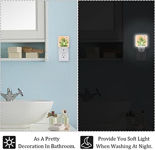 2 пакет LED ноќно светло автоматско/вклучено/исклучување на прекинувачот, цртан филм среќна жаба илустрација идеална за спална соба,