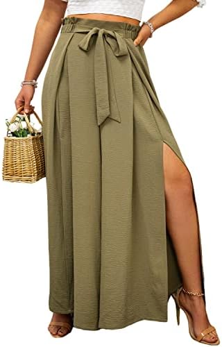Simplee женски елегантен шарен лента со високи половини со широки панталони со широки нозе