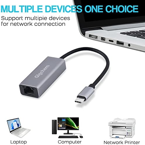 USB-C До Етернет Адаптер, АЛУМИНИУМ USB Тип-C ДО RJ45 GIGABIT ETHERNET USB ДО 100/1000 Gigabit Ethernet Lan Мрежен Адаптер За MacBook, Површина,