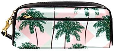 Тропски палми и геометриска позадина торбичка кутија жени шминка Пу кожни козметички кесички детски училишта преносни стационарни