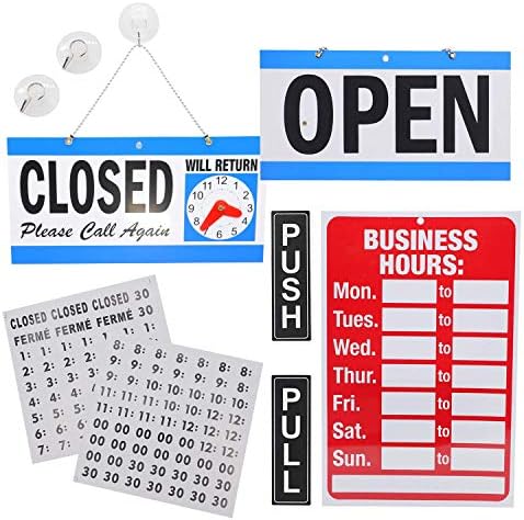 DGQ Бизнис час Отворен затворен знак и знаци на влечење на вратата - знак за деловни часови ќе се врати часовникот со вшмукување