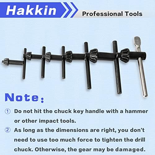 Hakkin Drill Chuck Key, 6 големини на клуч за клучеви за чак, 3/4 5/8 1/2 3/8 1/4 5/32 јаглероден челик тешка замена за замена за притискање,