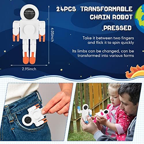 24 пакувања за сензорни играчки за забави, фигури за возрасни, трансформирачки ланец роботски прсти играчки добра торба за Божиќни порибувачи