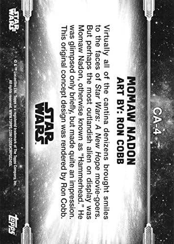 2018 Топс Војна на Starвездите Нова надеж црно-бела концепт уметност CA-4 Momaw Nadon трговска картичка во сурова состојба
