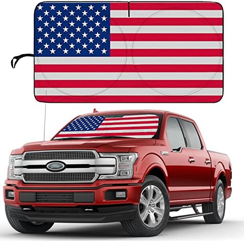 Камион Американско знаме на шофершајбната на шофершајбната на шофершајбната со двојно слој 240T материјал со материјал од сонцето