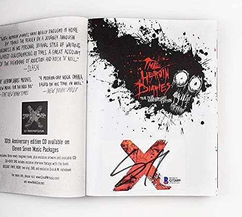 Копија од Ники Сиккс од неговите дневници за хероин, Motley Crue Book потпиша автограмиран автентичен Бекет Бас Коа