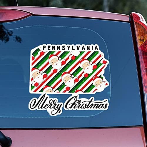 Божиќни налепници Пенсилванија Домашна држава налепници Мери Божиќ Пенсилванија мапа за автомобили Декл Божиќна декорација прозорец декларација