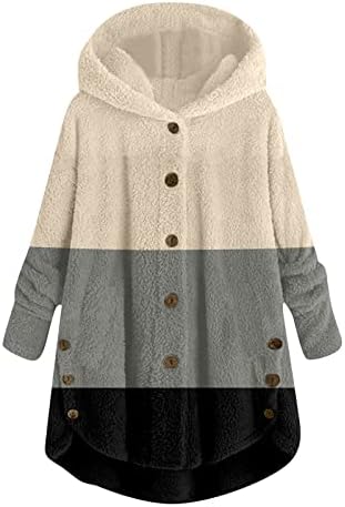 Зимски палта на Мебамок, плус големина, плишани врвови со качулка, лабава кардиганска волна палто јакна палта