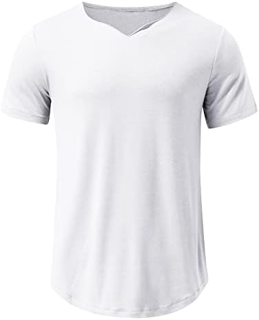 Летни врвови со кратки ракави за мажи, спортска ладна мускулна цврста боја маица обичен лесен пуловер против кошула за вратот на