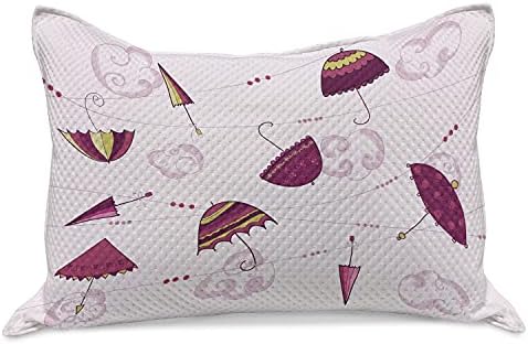Амбесон чадор плетена ватенка перница, малку украсни шарени дождови временски услови илустрација на парасоли, стандардна обвивка за перница