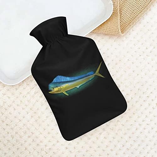 Шише со топла вода Mahi Tuna 1000ml Симпатична мека вода-вбризгување торба за рака за потоплите за топли рачни нозе подароци