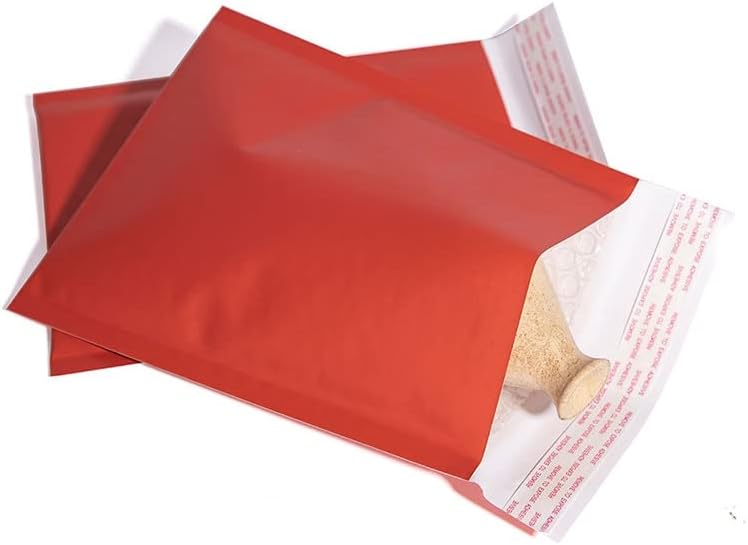 50 парчиња Црвени Пликови Со Меурчиња Крафт Хартија Торба Со Меурчиња Отпорни На Удари Торби За Испорака со Меур Водоотпорна Торба За