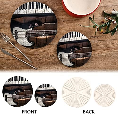 Дрвени садови за пијано гитара за кујнски ситници за топли јадења 2 парчиња отпорни на топлина кујнски тенџери за тенџере Тркалења