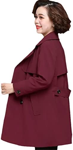 Hsqibaoer плус големина ветерница јакна жени пролет есенска јака јака гради лабава ровови за обична надворешна облека
