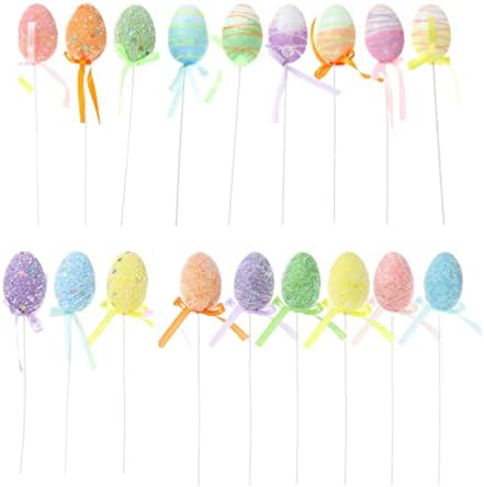 Nuobesty Детска едукативни играчки 18 парчиња Велигденски јајца што висат украси од пена Маче јајца печатено лажни играчки за јајца