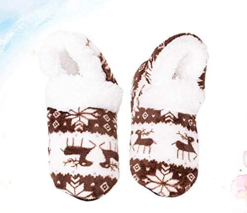 АМОСФУН Божиќна зимска топла влечка елен модел на меки чевли за подигање на долниот кат за жени девојче дама дома затворен