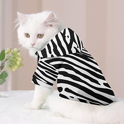 Зебра печати кучиња качулка пуловер џемпер мека облека за домашно милениче со качулка од палто за кучиња мачка