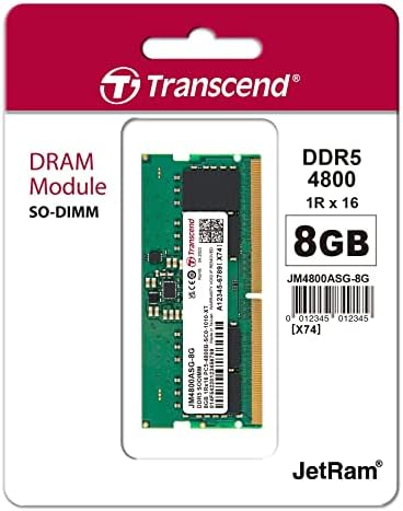 Трансцентирајте го SO-DIMM меморискиот модул 8 GB DDR5 4800MHz-JM4800ASG-8G