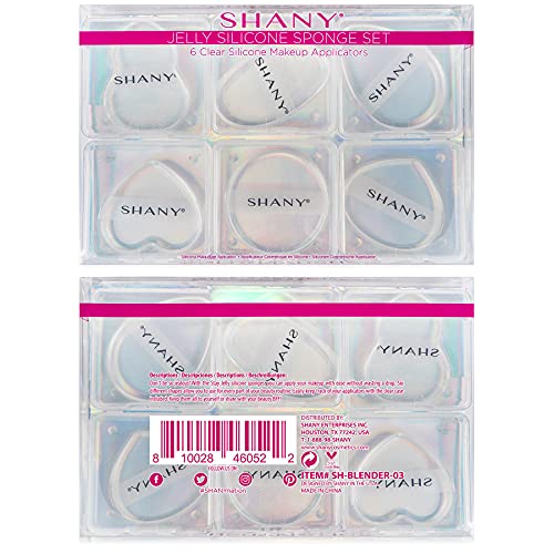 Shany Stay Jelly Silicone Sponge Set - 6 Clear & Absorbent Makeup Shilding Sponges за беспрекорна примена со фондација