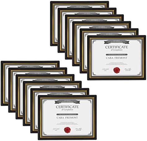 Дизајн Корпоративна Рамка За Документи Направена За Прикажување Стандардни Сертификати, Црна 8, 5х11, Комплет од 12 Подготвени За Употреба