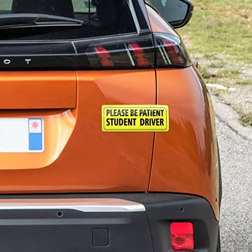 3 парчиња налепници за магнетски автомобили на студентски возач, ве молиме бидете трпеливи студентски возач, магнет рефлексивни жолти