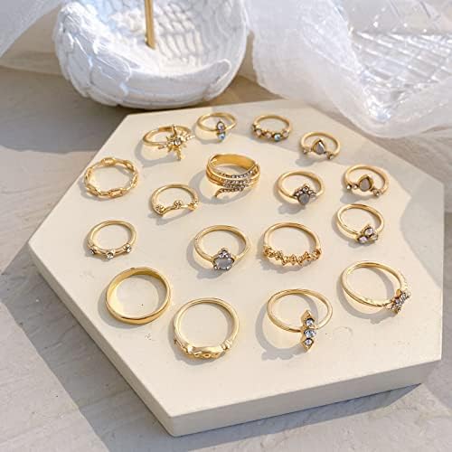 Maseенски прстени моден венчален прстен 17 парчиња идеја поставен симулиран прстен за ангажман на дијаманти за прстени за редење на накит за жени