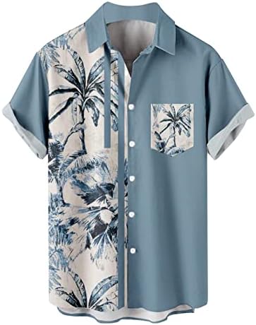 Машка маичка за куглање рокабили стил гроздобер кошула за куглање Брзо суво ретро 1950 -тина смешни кратки ракави машки хавајски