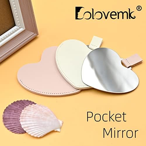 Dolovemk 2 пакет џеб огледало во форма на срце нераскинливо кампување огледало патување со огледало огледало огледало за мала огледало