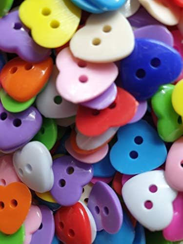 100 компјутери Симпатични копчиња за срце 2 дупки измешајте бои со големина 12 мм за шиење занаети