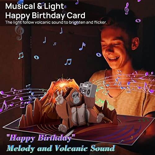 Музички роденденски картички EcloverLife со светлина и музика- Поп-до роденденска картичка за тато, сопруг, пријатели- Вклучува 1