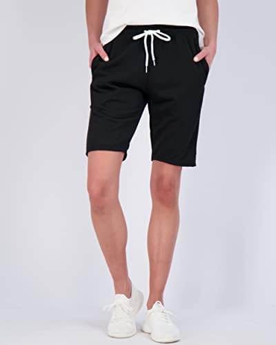 3 пакет: женски памучен француски тери 9 Бермуда кратки џебови-казуални салон атлетски